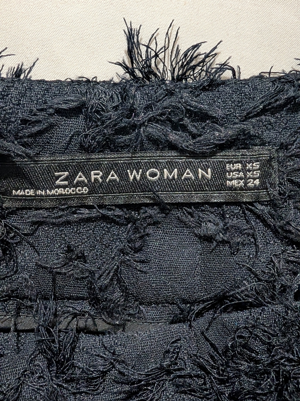 Zara Woman Black Fringe Textured Pants